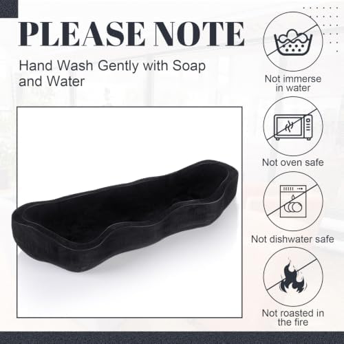 Nuogo 14 Inch Wooden Wavy Edge Dough Bowl Supplies, Black - Image 3