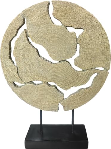 15.75" Modern Abstract Decorative Sculpture, Dining Living Room Desk Decor,Geometric Home Decor Statues,Shelf Top Decor Aesthetics, Wood Grain White by LAIKEARTS