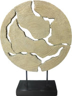 15.75" Modern Abstract Decorative Sculpture, Dining Living Room Desk Decor,Geometric Home Decor Statues,Shelf Top Decor Aesthetics, Wood Grain White by LAIKEARTS