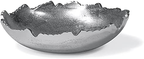 Red Co. 8.75” Silver Moon Decorative Metal Torn Hammered Asymmetrical Centerpiece Bowl with Pointed Edges - Image 2
