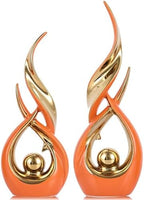 2 PCS Orange Gold Ceramic Statues For Home Decor Accents, Modern Abstract Art Sculptures, Elegant Tabletop Decorative Objects For Dining Room, Entryway, Tv Stand, Mantel, Coffee Table Centerpieces by LINYTHER