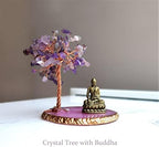 Buddha Statue with Healing Crystal Tree, Tree of Life for Positive Energy. Home Decor Yoga Meditation. Amethyst.(A) - Image 2