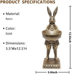 Home Decor Gift 12.6 Inch Vintage Rabbit Statue with Bowl, Resin Bunny Figurine Serving Tray, Multifunctional Key Candy Purse Holder Bowl, Jewelry Dish Ring Holder, Desktop Tabletop Art Decor - Image 3