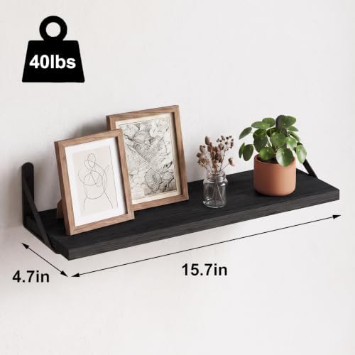 Fixwal Width 4.75 Inches Floating Wall Shelves, Set of 8, Black - Image 3