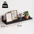 Fixwal Width 4.75 Inches Floating Wall Shelves, Set of 8, Black - Image 3