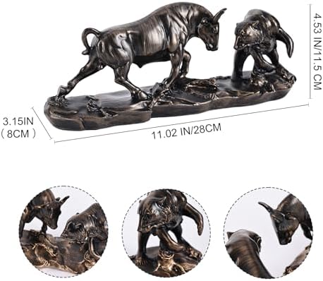 Wall Street Bull Statue, Bull Market and Bear Market Statue, Stock Market Sculpture, Mens Desk decor Day Trading Accessorie, for Office, Desktop, Bookshelf, Study, Home Decor, Financial Advisor Gift - Image 3