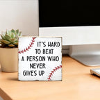 TOUNER It's Hard To Beat A Person Wooden Box Sign Funny Baseball Decor - Image 4
