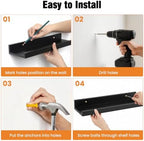36inch Long Floating Shelves for Wall Decor, 3-Set Shelves with Lip, Black - Image 5