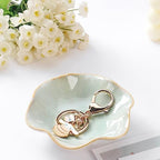 2PCS Lotus Leaf Shape Ring Holder Dish, Small Key Bowl, Ceramic Trinket Tray Jewelry Dish Organizing Necklace Earrings for Mom Friend Sister, All Jewelries Are NOT Included.White+Light Green. - Image 4