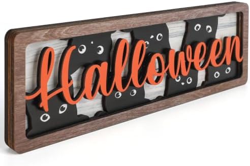 Vintage Halloween Black Cat Decorations for Office Home Table Mantel Shelf by COCHIE