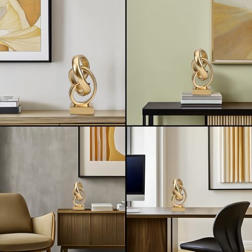 Abstract Gold Knot Statue, Geometric Knot Decor, Gold Decor on Shelf Bookshelf countertop for Living Room Coffee Table Office Coffee Table entryway entryway Desktop Decorative Ornament. - Image 5