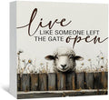 Sheep Decor Signs - Farmhouse Live Like Someone Left The Gate Open Sign, Farm Easter Sheep Decor For Home Office Badroom by Nitelat