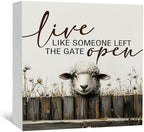 Sheep Decor Signs - Farmhouse Live Like Someone Left The Gate Open Sign, Farm Easter Sheep Decor For Home Office Badroom by Nitelat