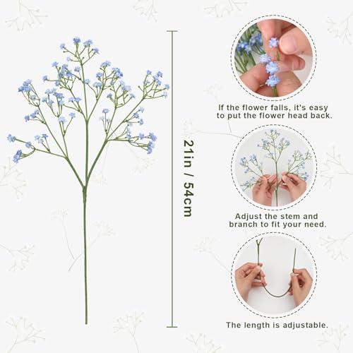Dolicer 15 Pcs Babys Breath Artificial Flowers Blue Fake Babys Breath - Image 5