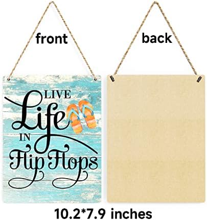 Rustic Live Life in Flip Flops Wood Hanging Sign, Farmhouse Quality Artwork Decor, Summer Wooden Plaque Sign Wall Art, Home Beach House Pool Decoration (8 x 10 Inches) (JTMP080) - Image 7