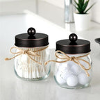 SheeChung 2 Pack Glass Mason Jar Qtip Holder with ORB Stainless Steel Lids - Image 2