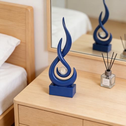 Modern Abstract Art Table Decoration,Resin Flame Statue Modern Centerpiece Ornaments for Living Room Great Gift Idea Home Decor,Collectibles (Pure Blue) - Image 4
