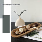 Wooden Dough Bowl Decor, Vintage Wooden Bowl Hand Carved Home Decor for Dining Table Center, Living Room, Kitchen Decor. (20inch brown) - Image 4