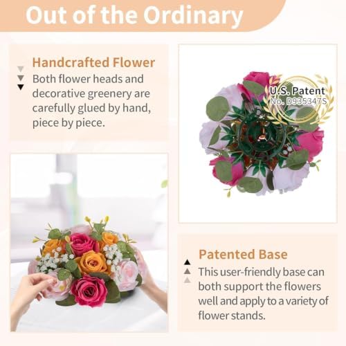 NUPTIO Flower Ball Centerpieces for Tables: Hot Pink & Orange & Pink Rose - Image 4