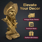 H&W Golden Pirate Figurines - Buccaneer Francis Drake Statue Decoration - Image 3
