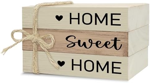 Mini Decorative Books For Home Decor, Small Wood Book Stack For Table Decor, Home Sweet Home decoration Books For Living Room Bookshelf, Farmhouse Stacked Books decoration（L54) by Ycyfckdr