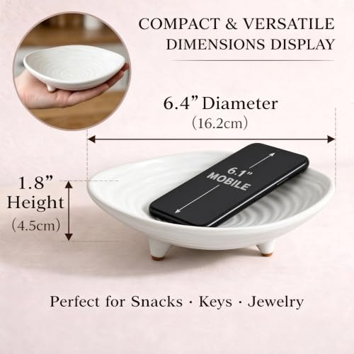 Small Decorative Bowl, 6" Ceramic Key Bowl for Entryway Table - Image 3