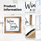 Wine a Little Laugh a Lot Small Wood Wine Sign for Home Decor, Rustic Wood Block Sign for Kitchen, Dining Room, Freestanding Farmhouse Box Sign Decor 6" x 6" x 1.57" - Image 6