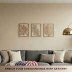 qmmp Modern Wooden Wall Sculptures - Set of 3 - Home Decor Accent - Large Wall Art for Living Room, Bedroom, Office - Easy Installation (Oak, Large - Tree Leaves) - Image 3