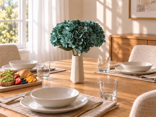 Mandy's 3 Stems Artificial Teal Hydrangea Flowers - Image 7