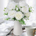 RECUTMS 2PCS Faux Peonies in Ceramics Vase Artificial Flowers by RECUTMS