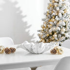 12" Large Decorative Bowl decor, Modern Home Decoration Scallop Bowl,Fashion Key Bowl for Entrance Table, Decorative Fruit Bowl for Kitchen Counter, Ruffle Decor, Marble White - Image 2