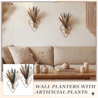 Jexine 4 Pcs Hanging Artificial Planters Wall Decor, Antique Copper, Pampas - Image 6