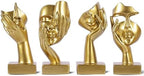 Gold Abstract Thinker Figurine Set of 4, Home Art Face Small Statue for Accents Decor Women Bedroom Shelf Bookcase Room Desk, TV Stand, Coffee Table Decor, Art Sculpture Gifts for Women (Gold) by oliruim