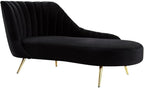 Home Square 2-Piece Set with Velvet Accent Chair and Chaise in Black and Gold - Image 5