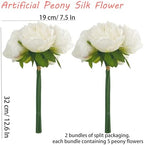2 Bouquet 10Heads Artificial Fake Peony Flowers Silk Faux Flower for Home Office Party Wedding Decorations - Image 2