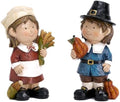 Valery Madelyn Fall Decorations for Home, 2 Pcs Fall Decor for Table Indoor Outdoor, Resin Thanksgiving Decorations Garden Pumpkins Pilgrim Figurines for Autumn Harvest Porch Tiered Tray, 5" by ValeryMadelyn
