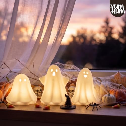 3PCS Light Up White Ghosts for Halloween Decorations - Image 3