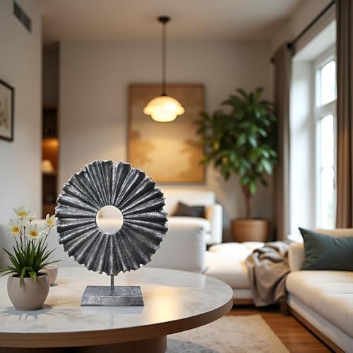 Modern Abstract Round Decorative Sculpture, Dining Living Room Desk Decor,Geometric Home Decor Statues,Shelf Top Decor Aesthetics, Coffee Tables or Office Shelves（Bronze Colored） - Image 6