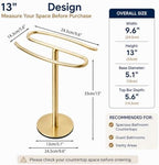 Light Brushed Gold Hand Towel Holder Stand, 13-Inch Tall Freestanding Towel Rack with Weighted Base, SUS304 Stainless Steel Countertop Towel Stand for Bathroom Vanity and Kitchen - Image 2