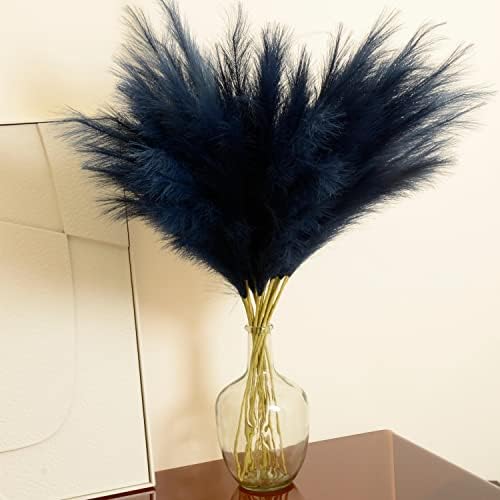 Blue Pampas Grass, 9 PCS 37''/3.1FT Tall Fluffy Fake Pompas Floral, Large Faux Pompous Grass Branches for Floor Vase Fillers, Boho Farmhouse Room Wedding Decor (Blue) - Image 6