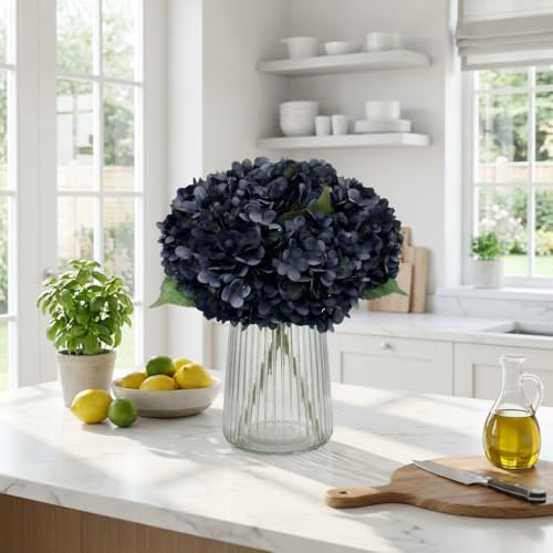 6Pcs 13" Dark Gray Hydrangea Artificial Flowers - Image 5