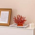 5.8" H Red Orange Coral Decor - Resin Coral Statue, Nautical Decor for Home, Bedroom, Bathroom, Living Room, Ocean Themed Cabinet Shelf Tabletop Decoration - Image 4