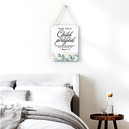 Inspirational Decor, For This Child We Have Prayed 1 Samuel 1:27, Scripture Wooden Hanging Sign Christian Gift for Baby Kids Girl Boy Nursery Teen Room Bible Verse Wall Art Decoration 8 x 10 Inches - Image 3