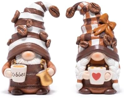 Hodao Coffee Gnome Figurines, Chocolate & Cream, Set of 2 by Hodao