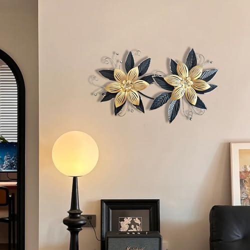 LIFFY Black Wall Decor,15" 3D Multi-layer Metal Flowers Wall Decor, Rustic Modern Floral Sculpture for Indoor Kitchen Bedroom Living Room Office Outdoor Garden Patio - Image 4