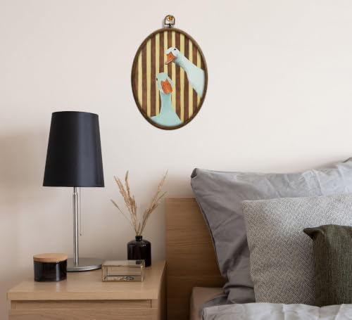Whimsical Red Stripe Goose Art, Cottage Core Oval Wall Decor, Waterproof - Image 6