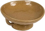 Creative Co-Op Stoneware Footed Pedestal Bowl with Handles, Reactive Glaze, Taupe by Unknown
