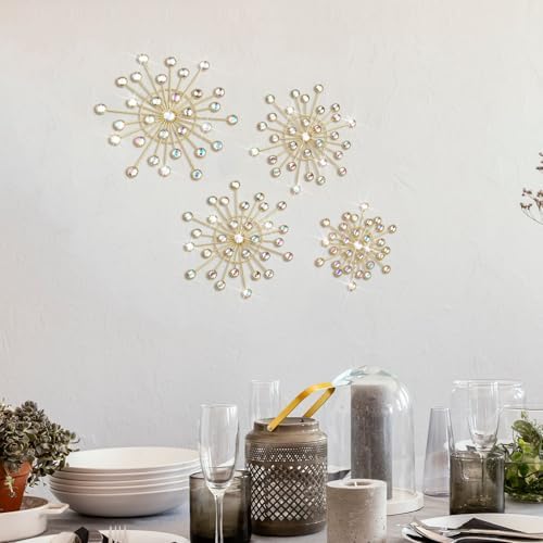 Blulu 4 Pcs Starburst Whimsy Wall Decor, Bling Metal Wall Art - Image 6