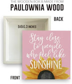 Sunflowers Pink Room Decor Sunflower Gifts for Women Spring Decor Pink Accessories Sunflower Wooden Box Sign for Home Office Desk Tabletop Shelf - Image 2