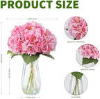 Garvee Artificial Pink Hydrangea Flowers Arrangement with Vase, 6 PCS Silk Hydrangea Bouquet Centerpiece with Faux Water, Realistic Fake Flowers for Table Centerpiece, Home, Office, Wedding Decor - Image 2